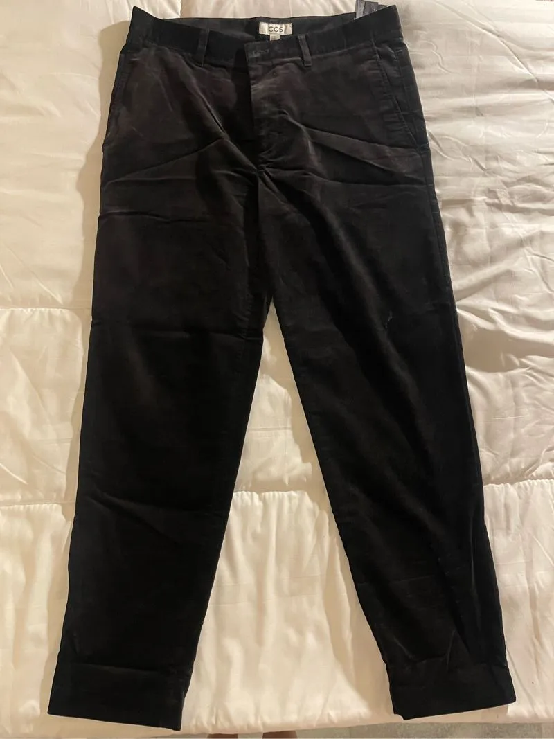 COS Black Pants Long - Velvet/Beludru Hitam (Size M/L 36R) photo 1
