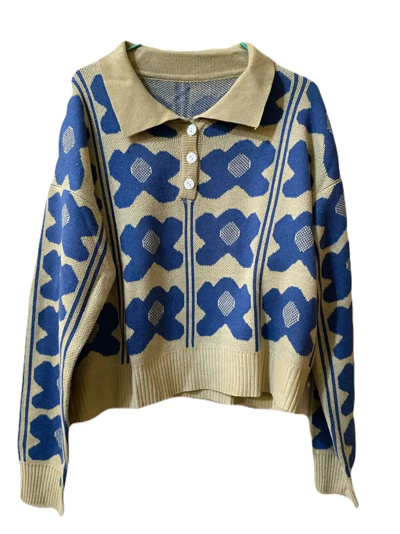 Knitted Sweater Floral Vintage photo 1