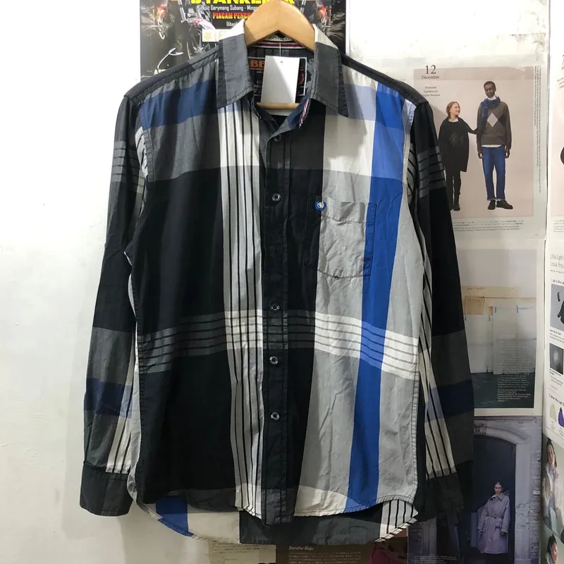 Streetwear Casual Casual shirt Pria white black blue photo 1