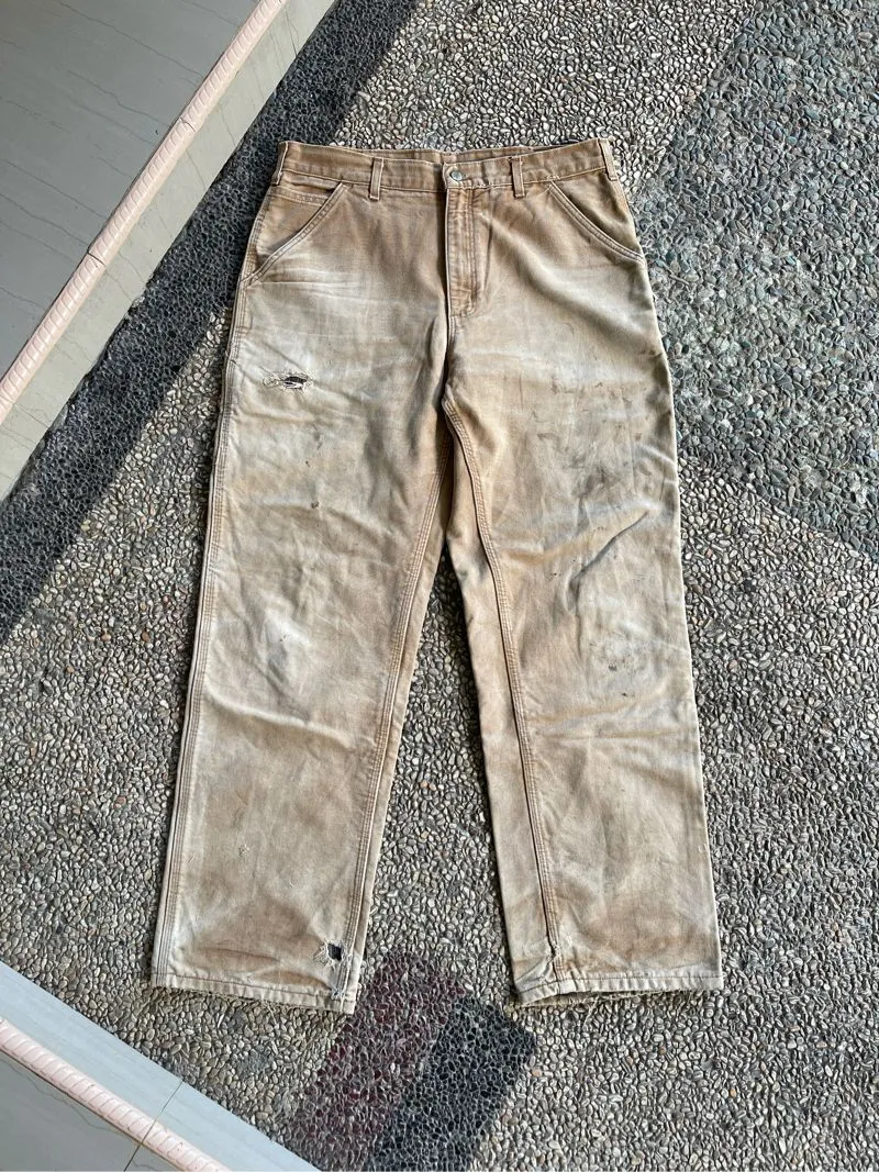 Carhartt B111 BRN Flannel Lined Work Pants — Heavy Faded Gru photo 1