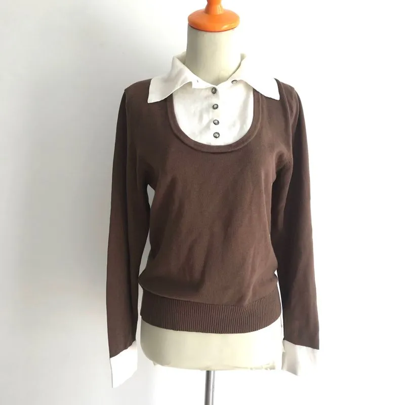 NOIR SUR BLANC Sweater Knitwear Collar Brown  photo 1