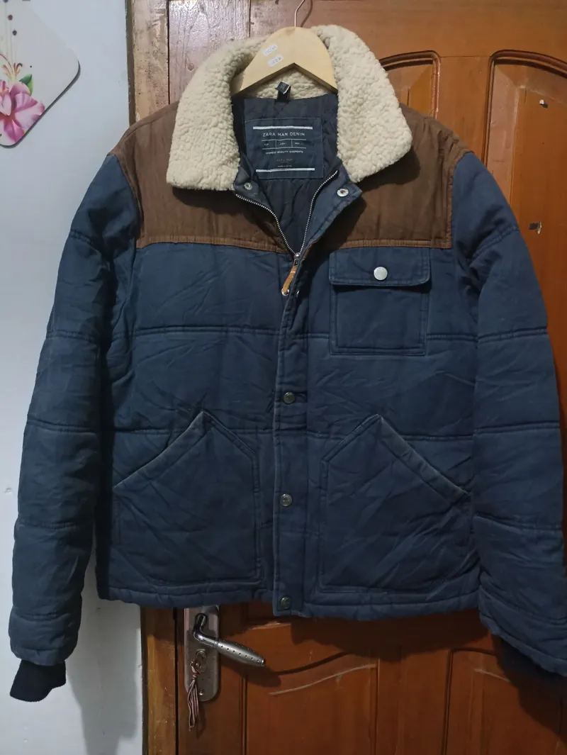 ZARA Vintage Sportswear Denim jacket Pria navy brown photo 1