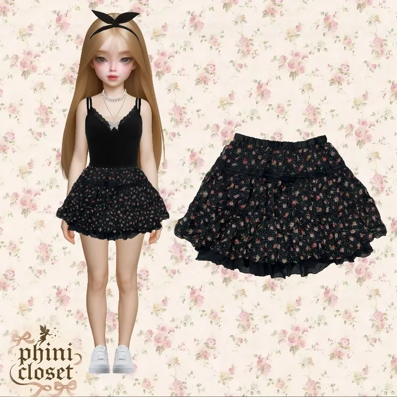 CharmBerryTic Flowers Mini Skirt rok bunga vintage coquette photo 1