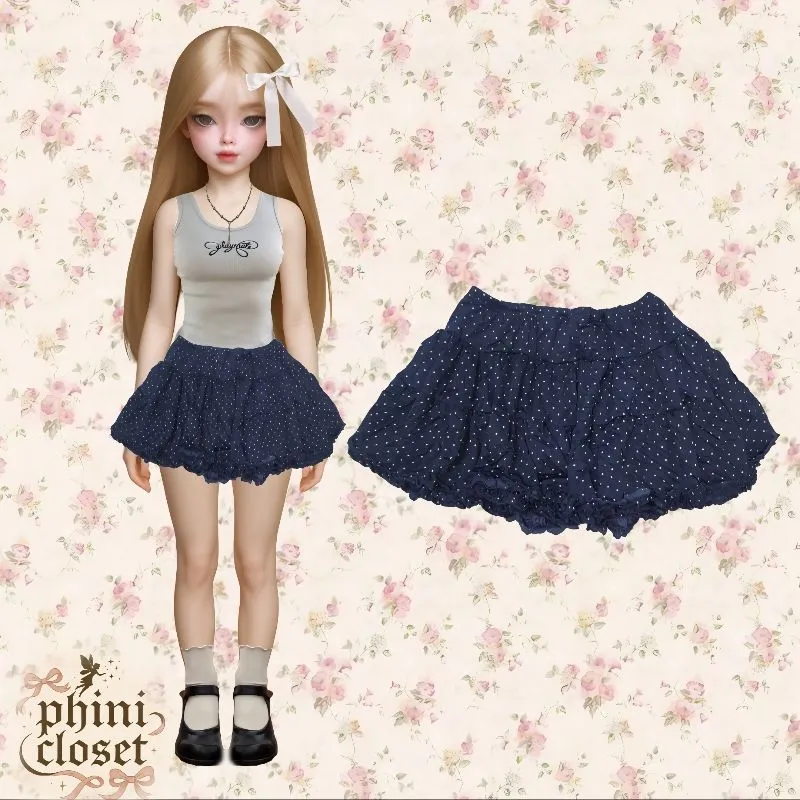 Ruffle Fluffy Polka Mini Skirt coquette dollette vintage photo 1