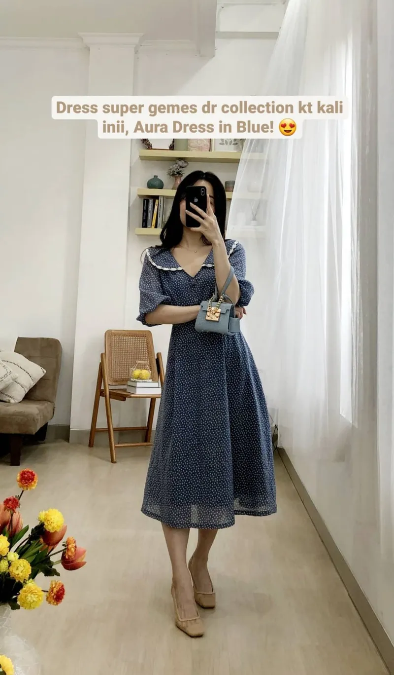 Coquette Midi dress Wanita blue photo 1