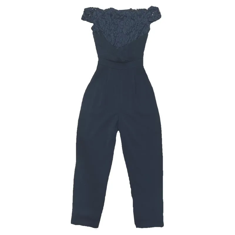 navy black sabrina lace jumpsuit photo 1