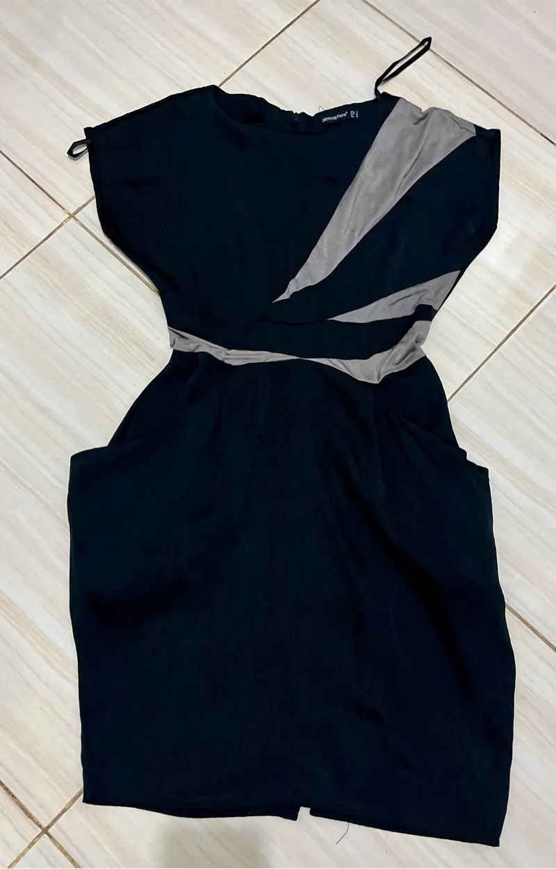 Black Midi Dress with Draped Pockets 💕 photo 1