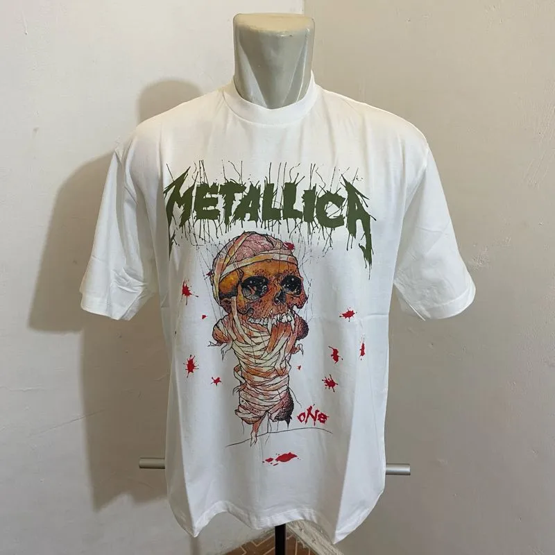 T-shirt kaos baju atasan P&B pria dan wanita METALICA/PUTIH photo 1