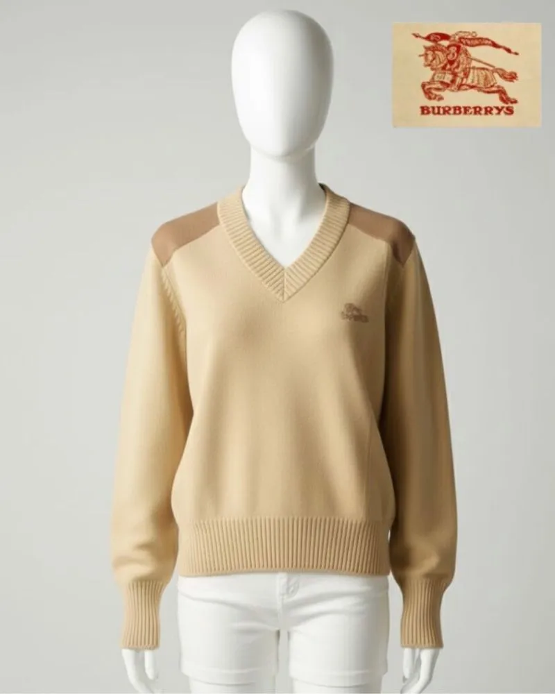 Burberry Luxury Vintage Sweater Wanita yellow cream photo 1