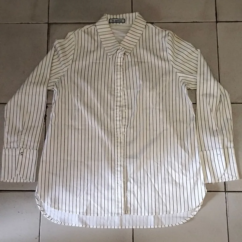 Casual Shirt Wanita white black photo 1