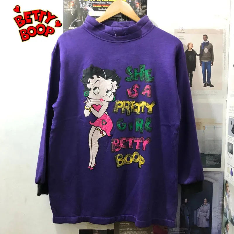 Betty Boop Vintage Streetwear Sweatshirt Wanita purple photo 1
