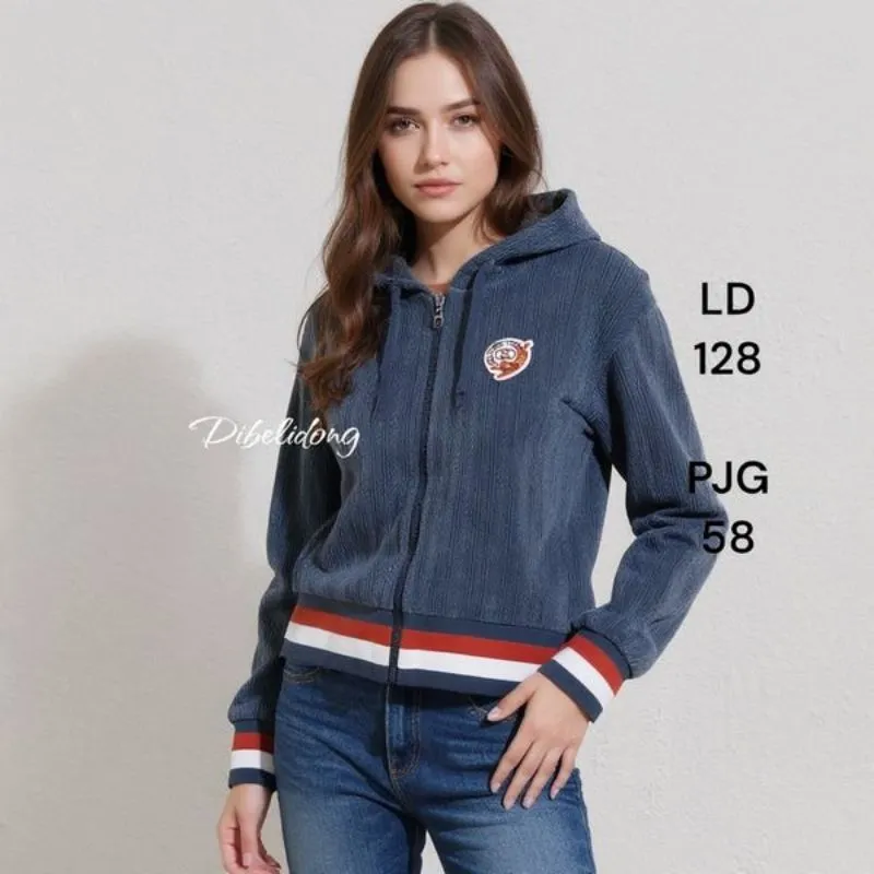 Jaket hoodie katun rajut tebal  photo 1