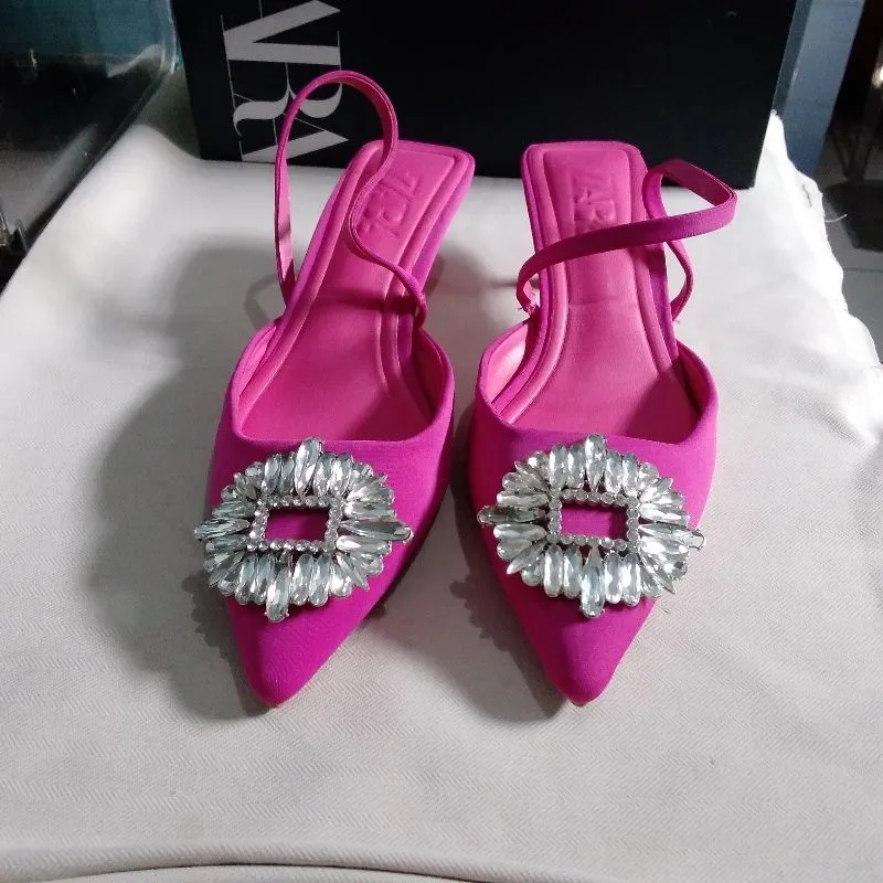 Zara Heels kitten hak 3 cm pink fuchia size 36, kaki 23 cm photo 1
