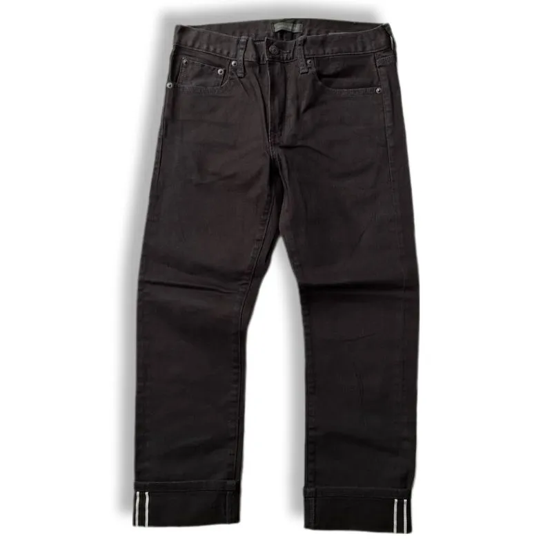 UNIQLO SLIM STRAIGHT SELVEDGE BLACK DENIM JEANS LONG PANTS | photo 1
