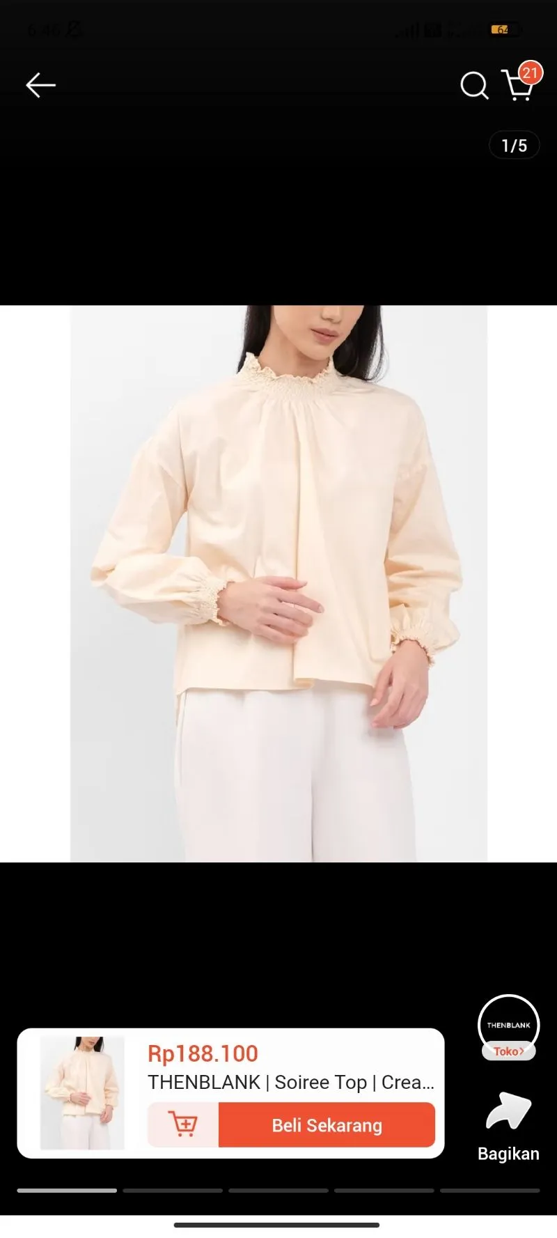 Thenblank KEMEJA BLOUSE SOIRE TOP CREAM [NEW PRELOVED] photo 1