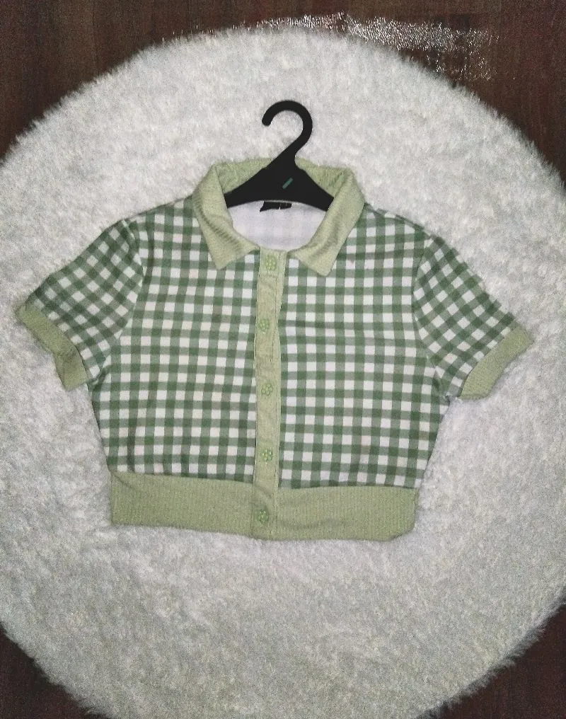 Cotton On Kemeja Kotak Crop Wanita photo 1