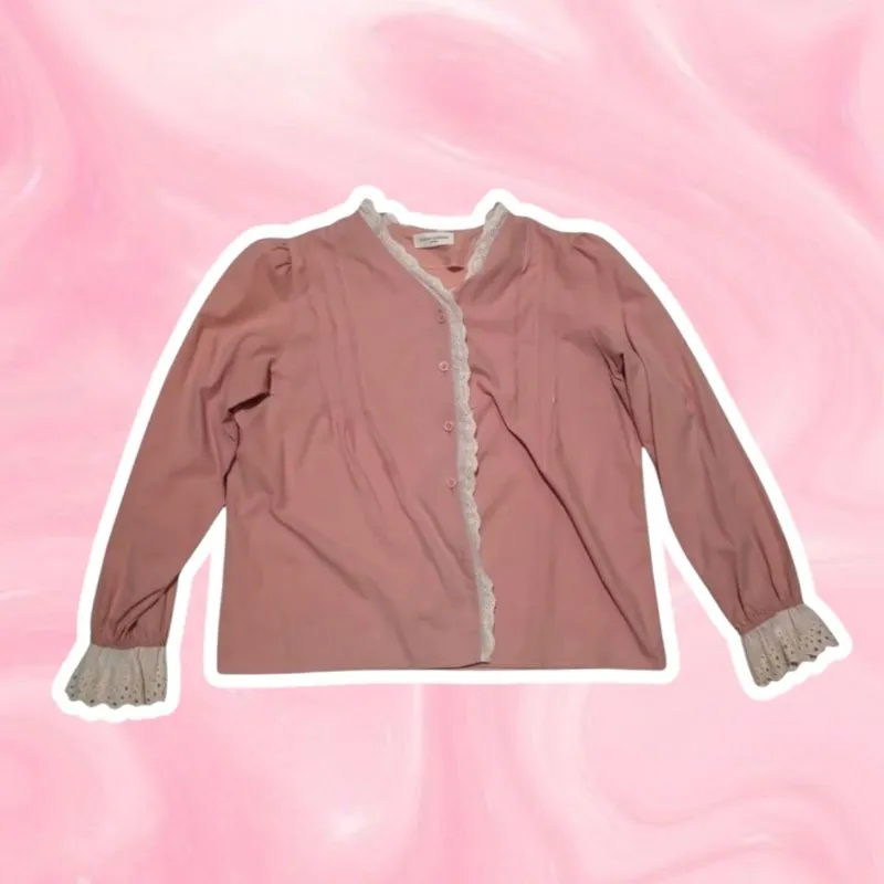 BAJU CLOTHES BLOUSE WANITA CEWE PRELOVED PINK COQUETTE  photo 1