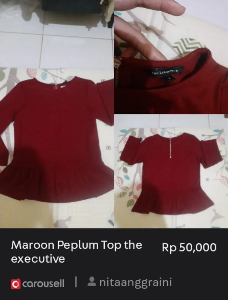 Maroon peplum top photo 1