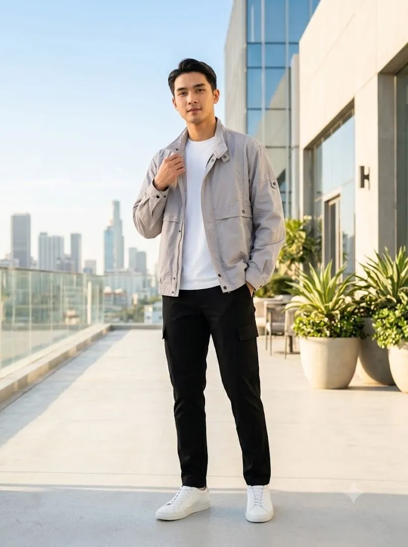 Jaket harrington abu polos photo 1