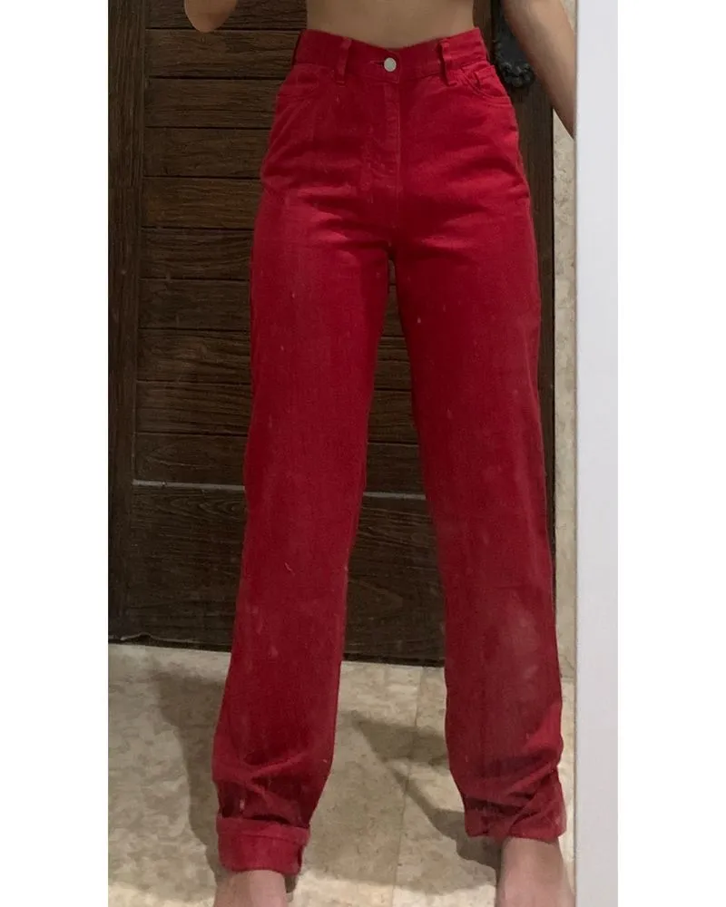 red high waist straight leg jeans merah SOMETHING EDWIN photo 1