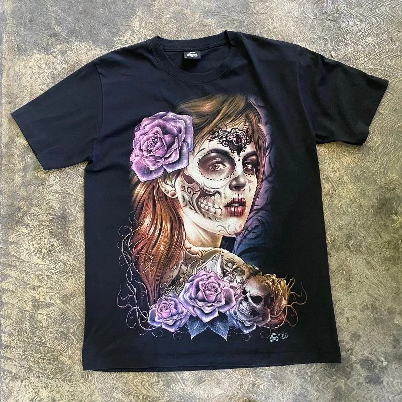 T-shirt Caballo Maglietta Ragazza e Rose photo 1
