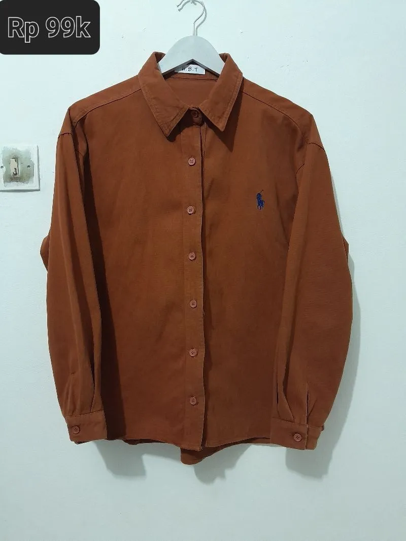Kemeja polo denim warna bata photo 1