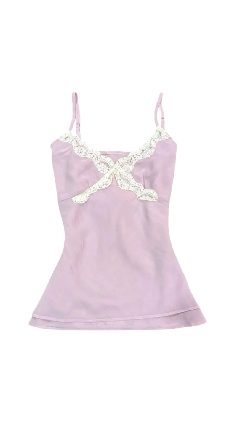 Coquette Pink Laced Tank photo 1