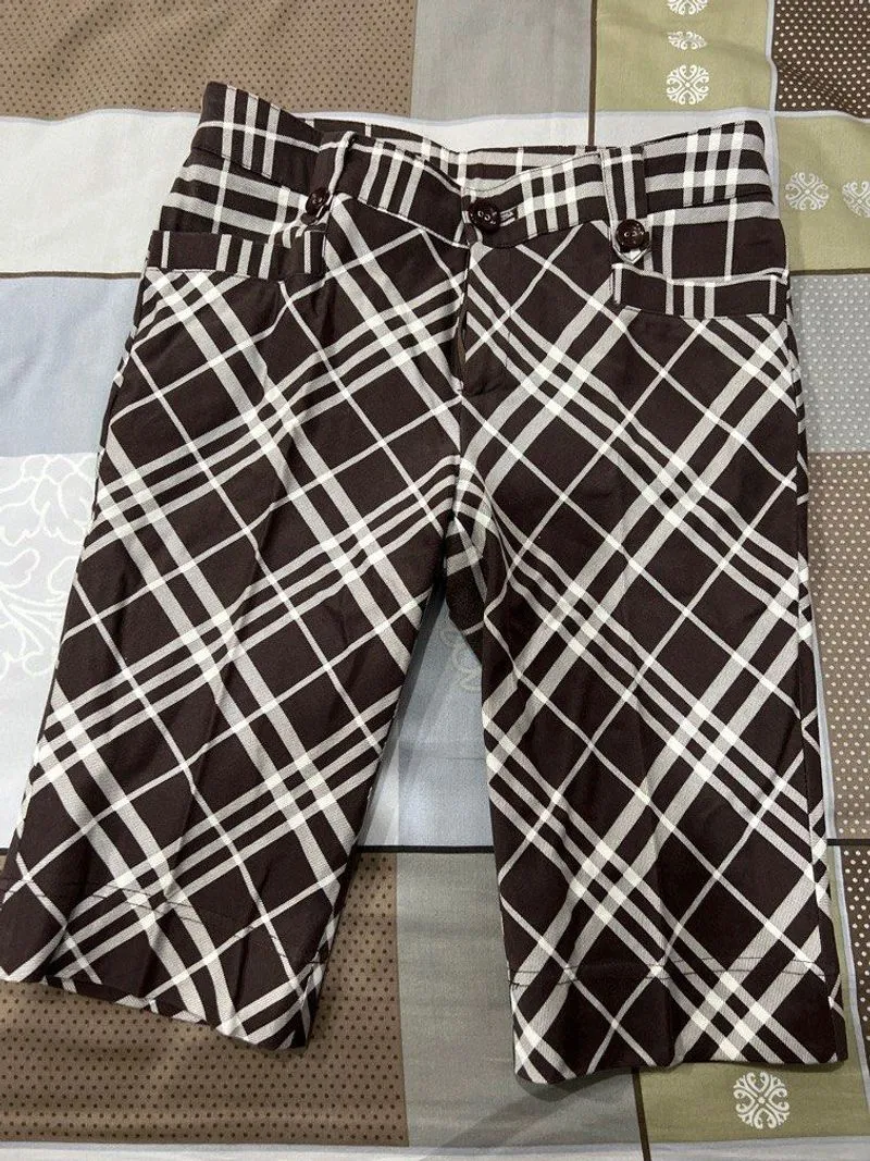Brown Plaid Shorts Size M photo 1
