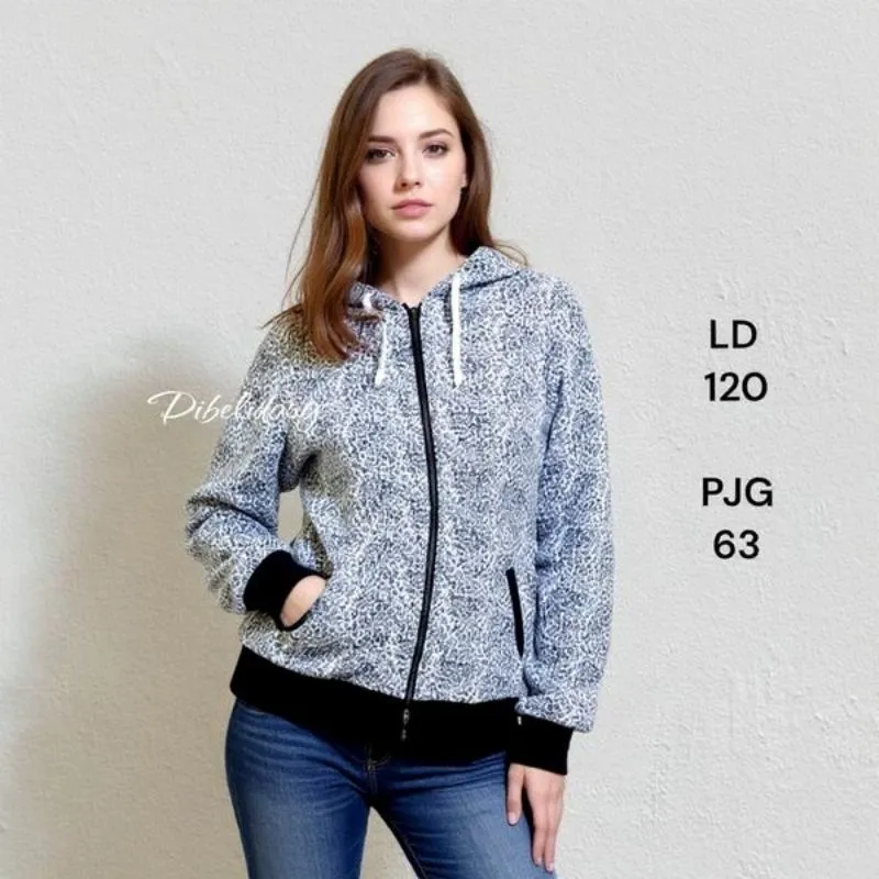 Jaket hoodie fullziper motif photo 1
