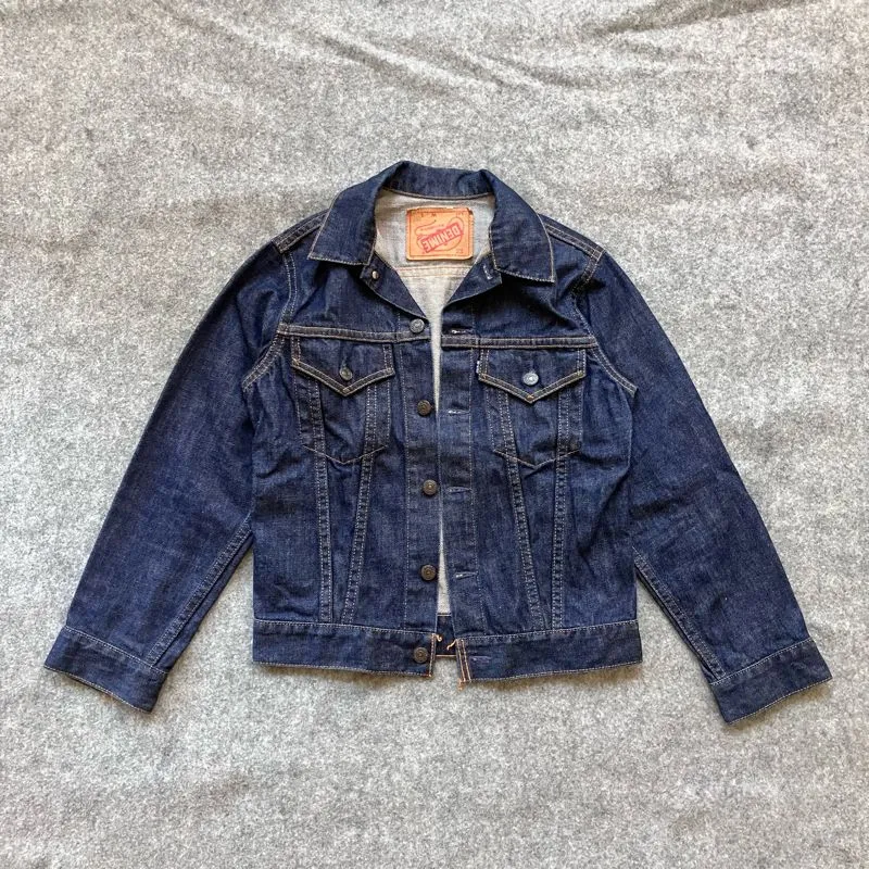 Denime upside-down label blue indigo denim jacket photo 1