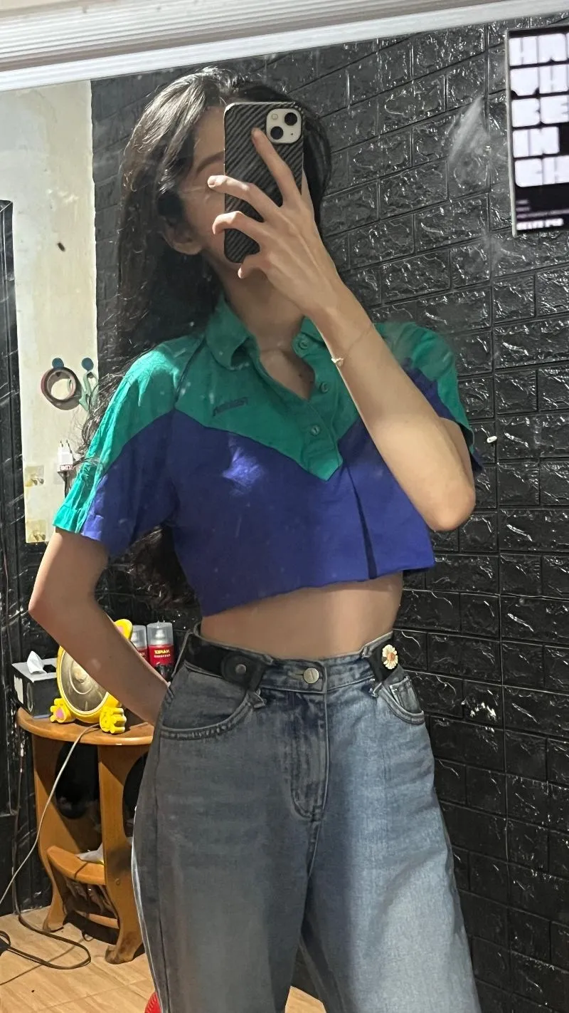Preloved Crop Top Polo 2Tone Y2k Color Rakish photo 1