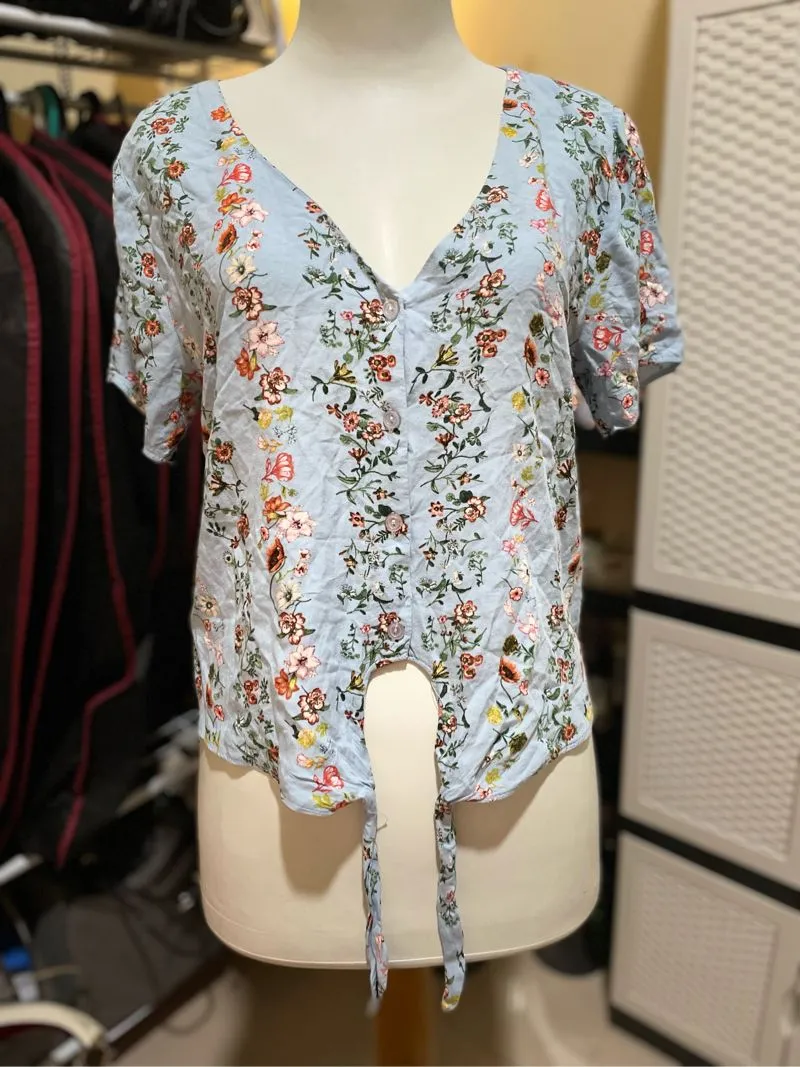 Blouse Tie Front Bunga Vintage Look | LD 100, P 64 photo 1