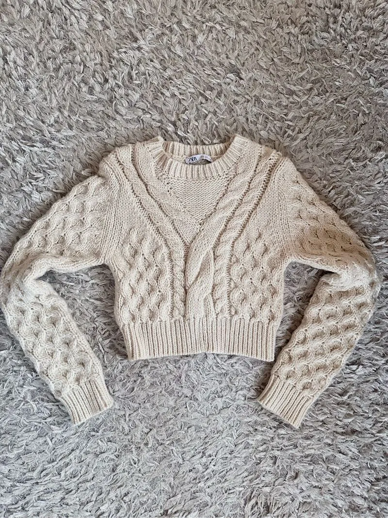 zara cropped knit sweater photo 1