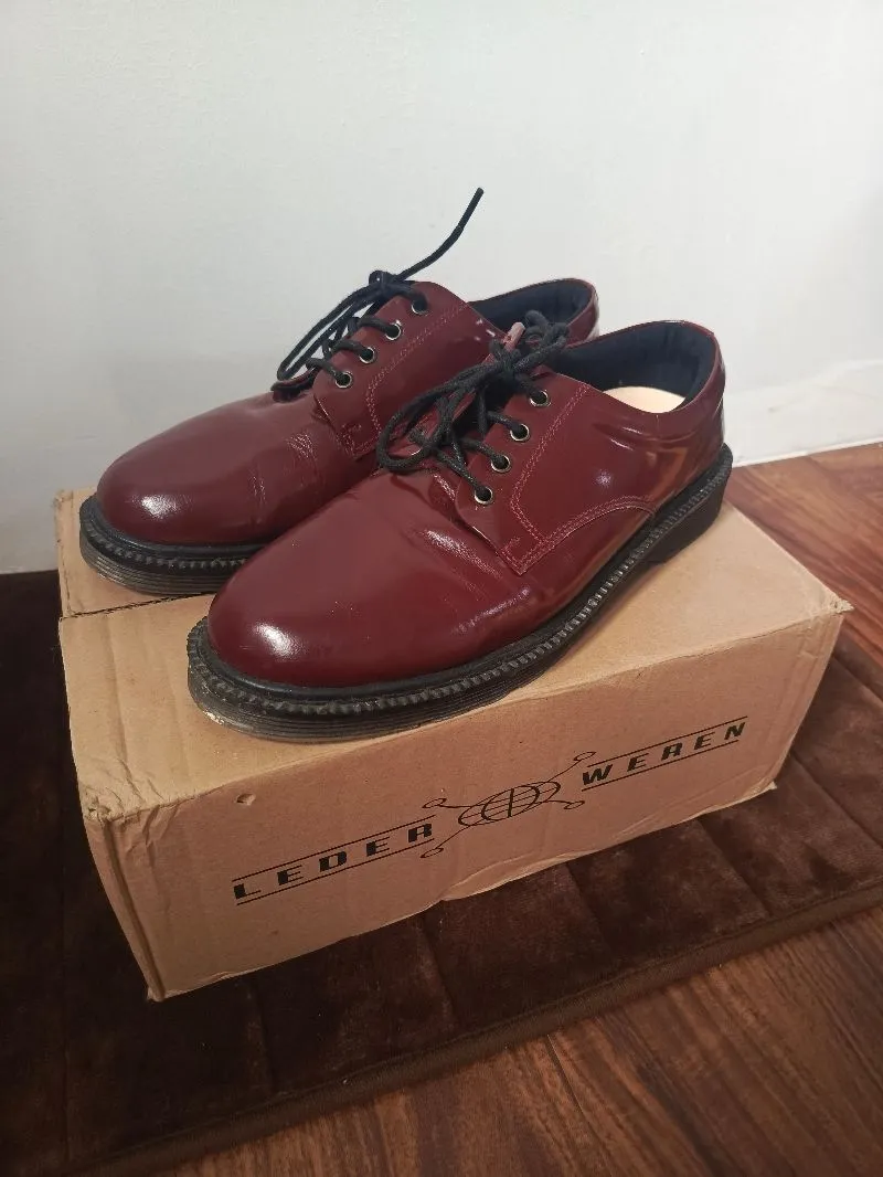 Lederweren Leder Derby 2 Burgundy Sepatu Boots Pria Kulit De photo 1