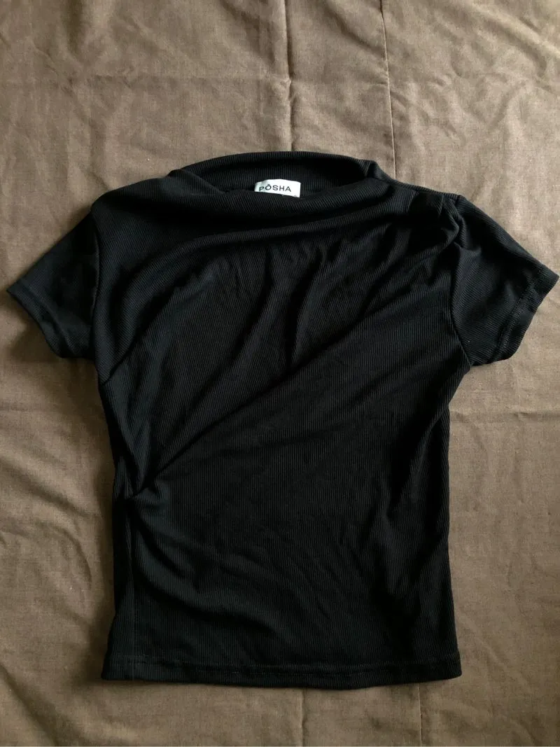 posha black ribbed knit  photo 1
