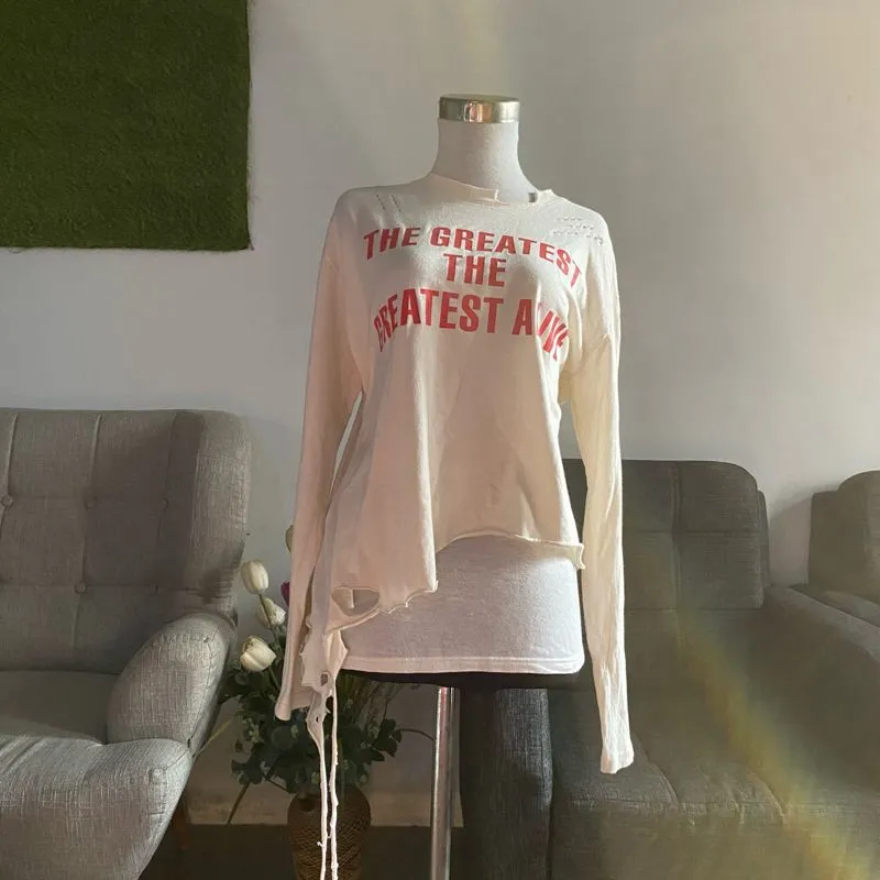 DISTRESSED WHITE LONGSLEEVE GRUNGE photo 1