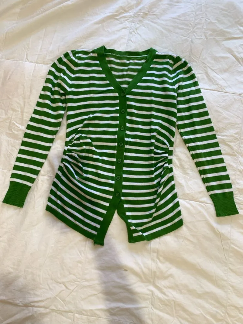 cardigan stripe hijau thrift photo 1