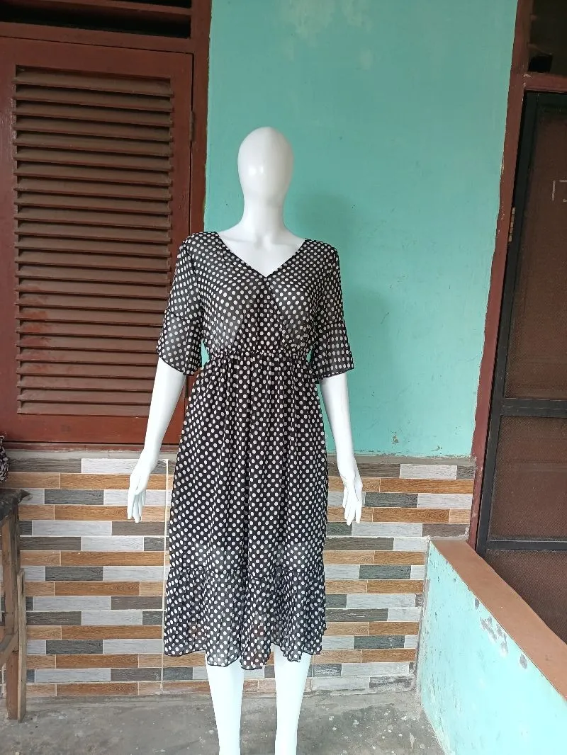 DRESS SIFON POLKADOT HALUS MEWAH photo 1