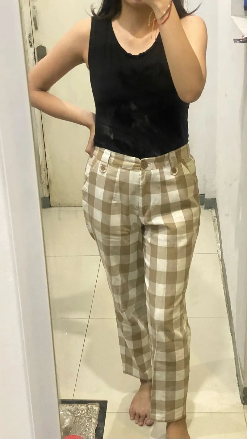 celana kain kotak kotak +belt photo 1
