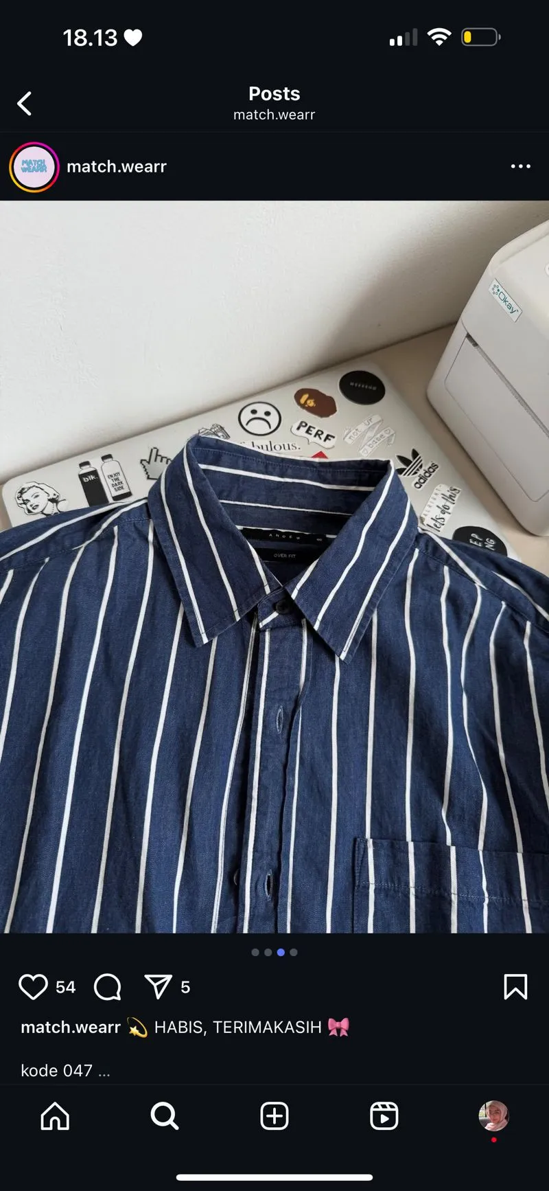 kemeja salur stripe navy putih oversized  photo 1
