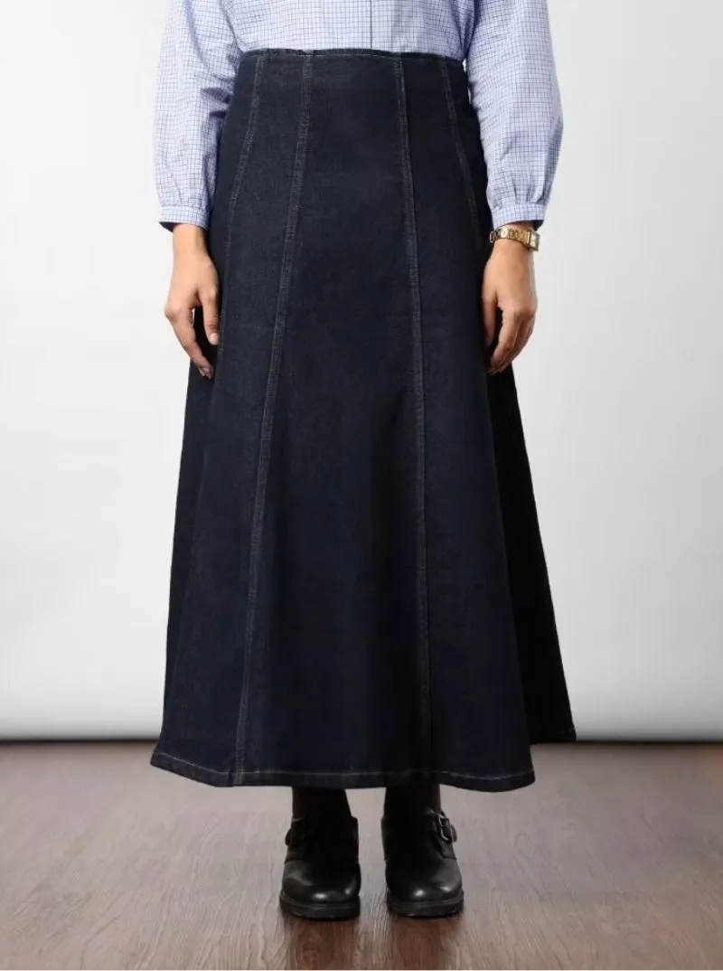 Flare Denim Skirt Dark Blue photo 1