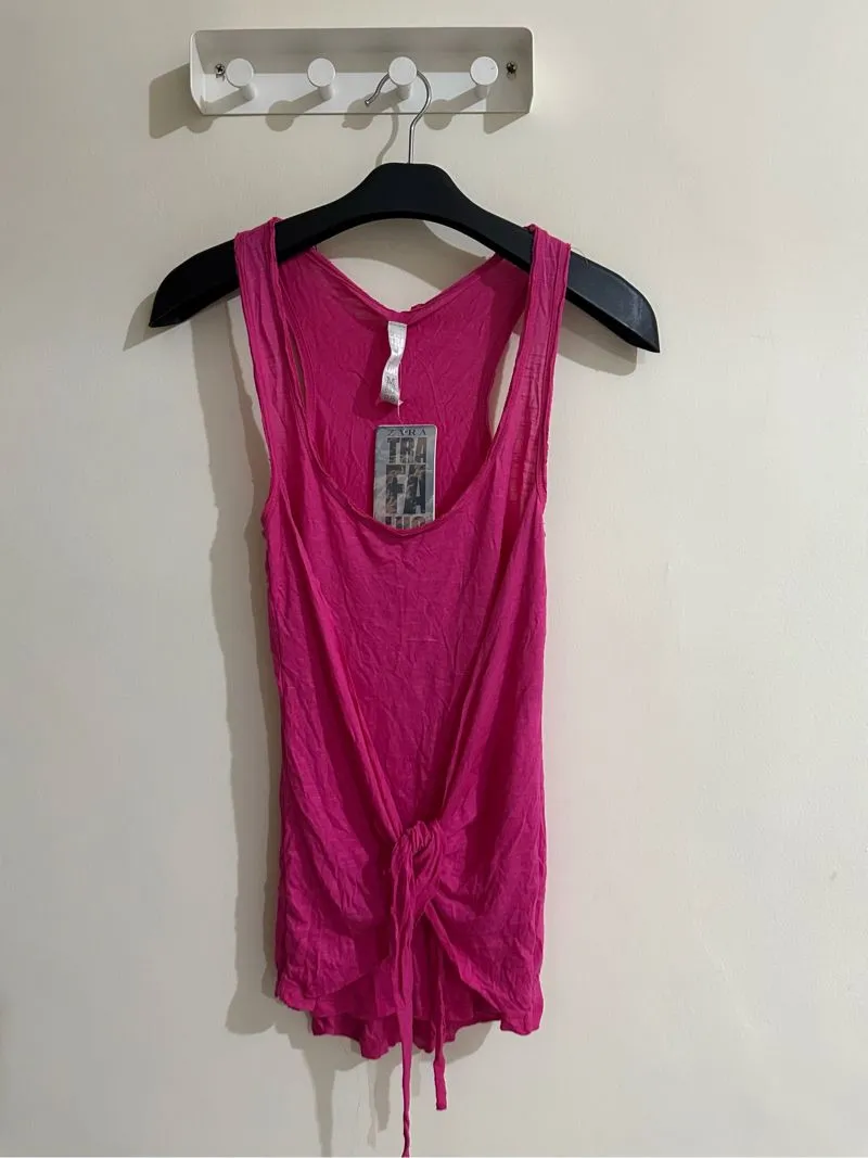 Zara Pink Tied Tank tees tshirt photo 1