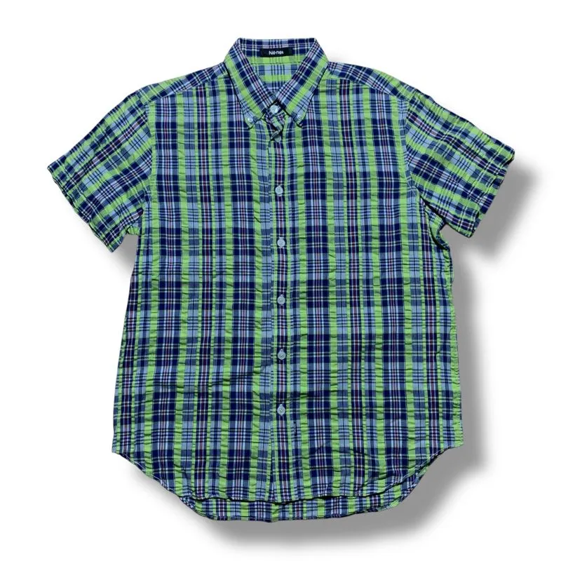 Ne-Net By Issey Miyake Plaid Wrinkly Gingham Cotton Button S photo 1