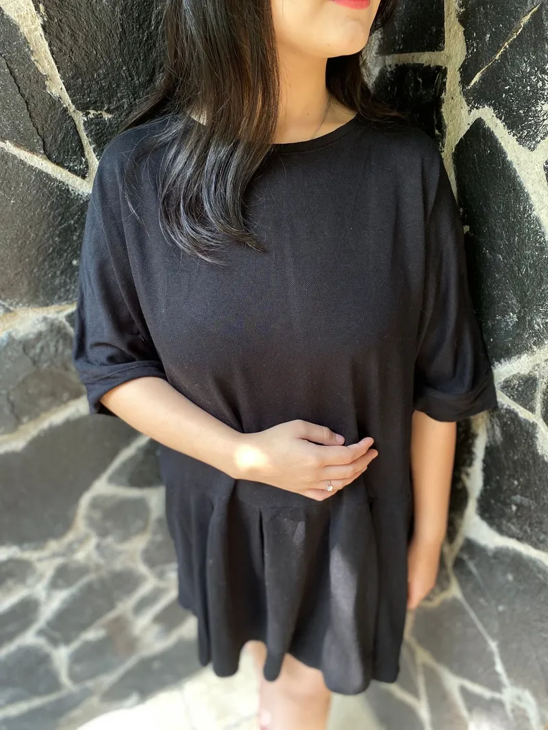 Y2K Minimalist Casual dress Wanita black photo 1