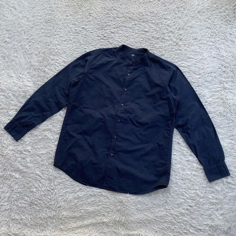 Uniqlo Extra Fine Cotton Stand Collar Shirt Long Sleeve photo 1