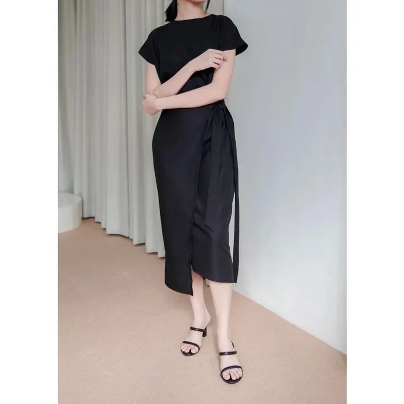 Minimalist Casual Casual dress Wanita black photo 1