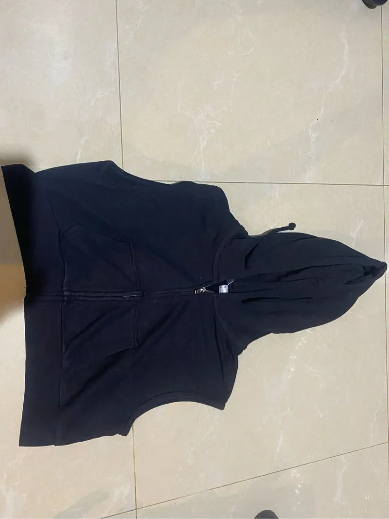 Hodie crop top black tanpa lengan photo 1