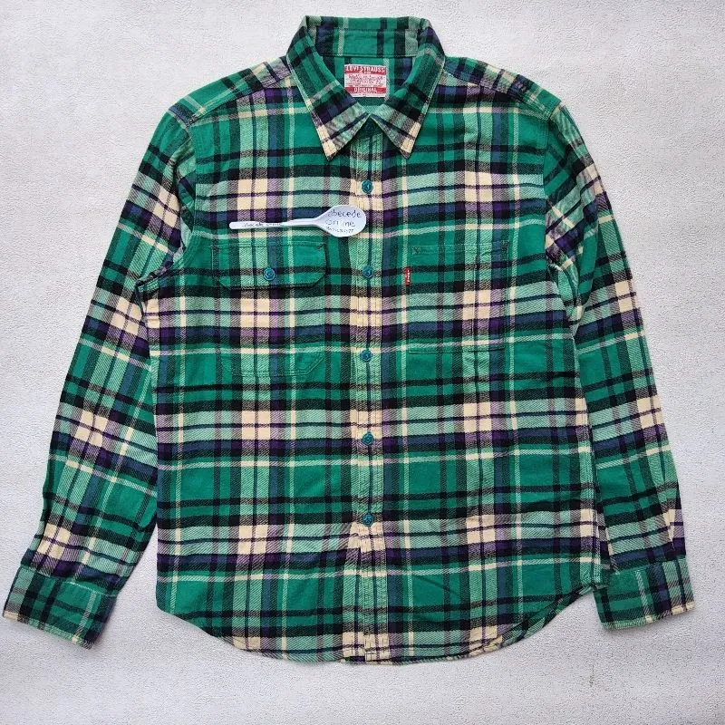 LEVIS hijau putih kotak flannel shirt size L JAPAN MARKET photo 1