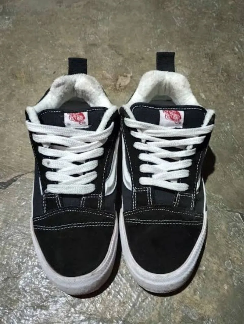 vans knu skool black and white photo 1