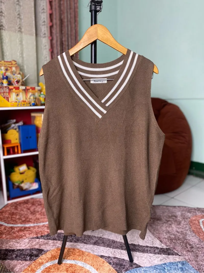 Vest Outfit Knitted Vest Shopee ZARA Knit Vest